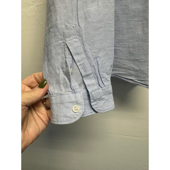 Banana Republic 100% Linen Button Front Shirt Light Blue Quinn Fit Women Small - Picture 3 of 9